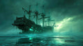 Spooky Ghost Ship aquarium background