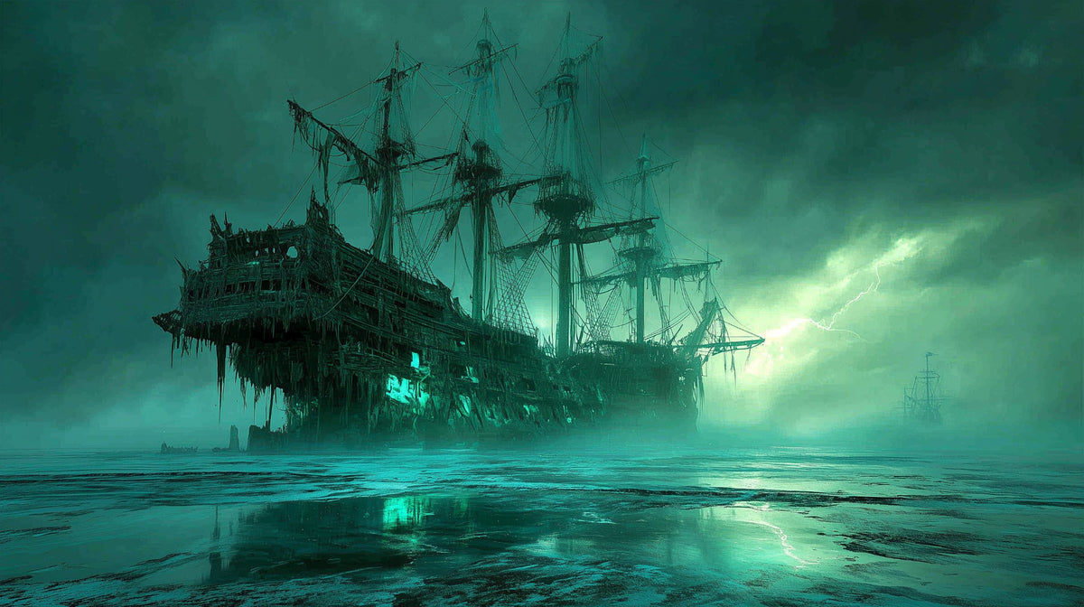 Spooky Ghost Ship aquarium background