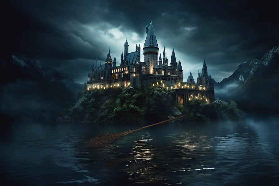 Enchanted Castle with Broom background