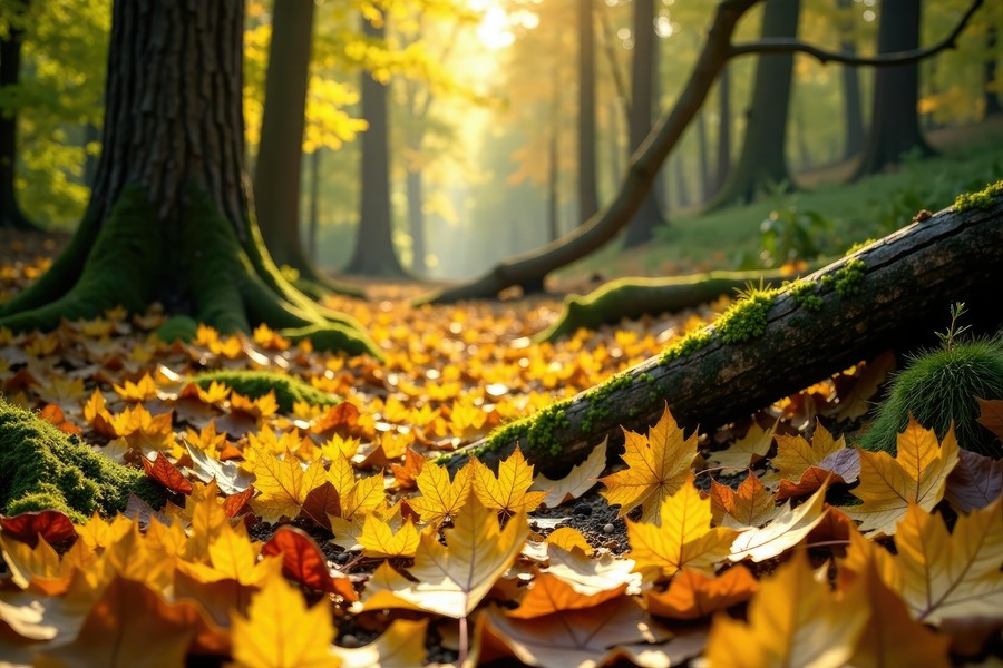 Fall Leaves in Forest terrarium background
