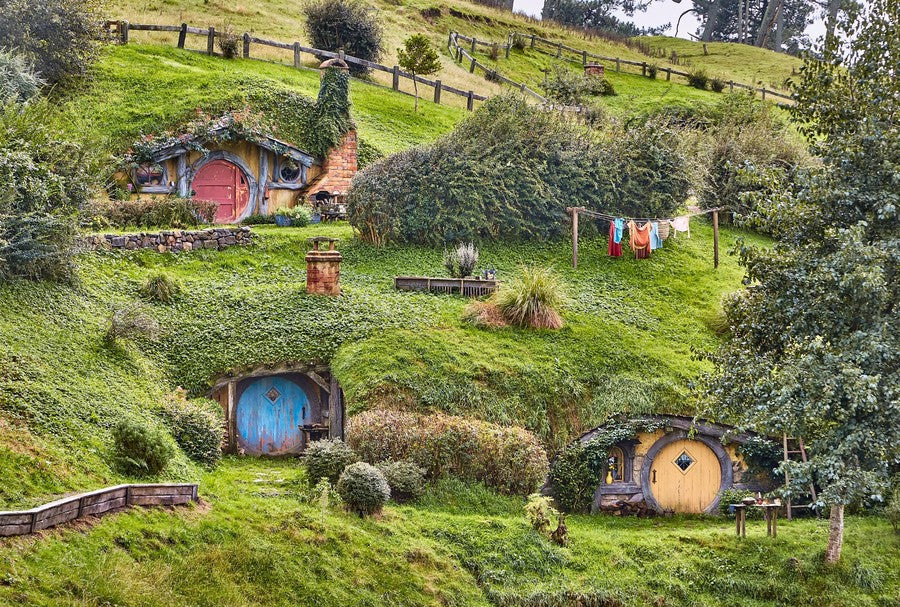 Hidden Hillside Village fantasy terrarium background