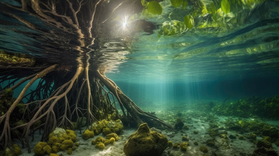 Mangrove Roots with Sun aquarium background