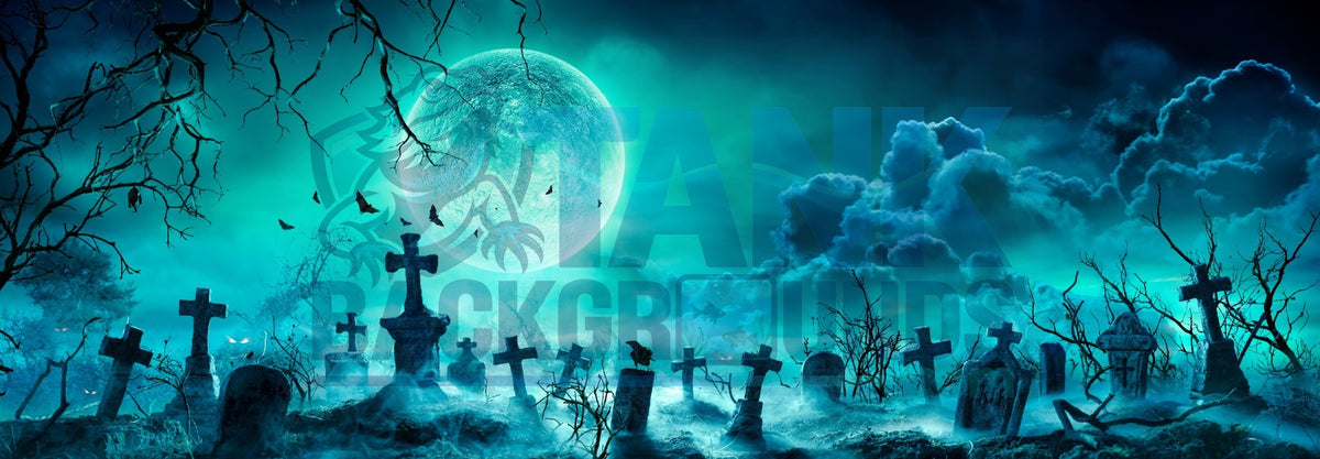 Moonlit Cemetery with Bats terrarium background
