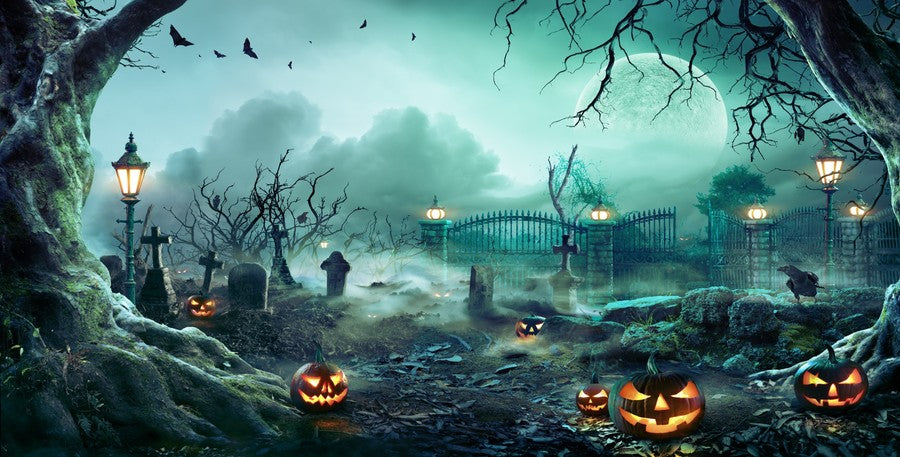 Moonlit Halloween Cemetery