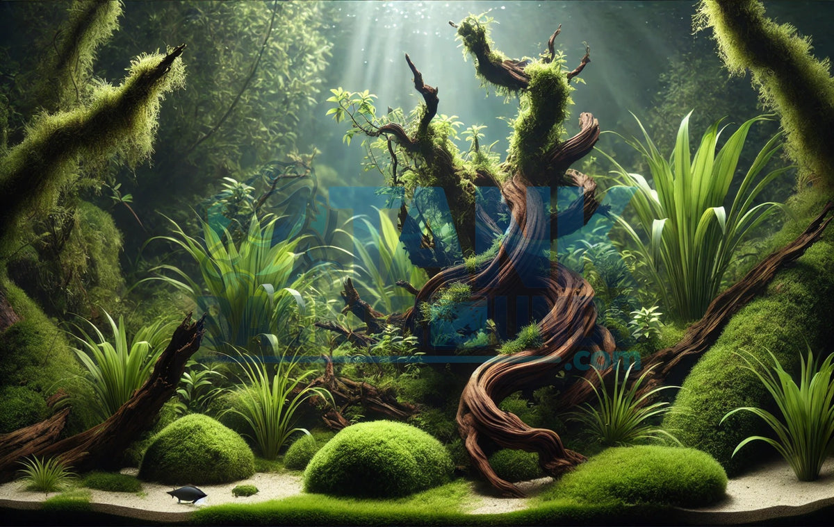 Mossy Driftwood Garden aquarium background