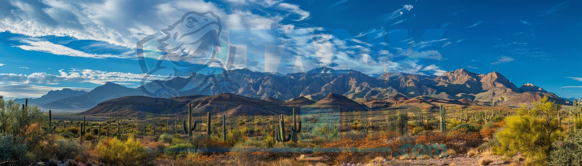 Panoramic Mountains with Cactus background