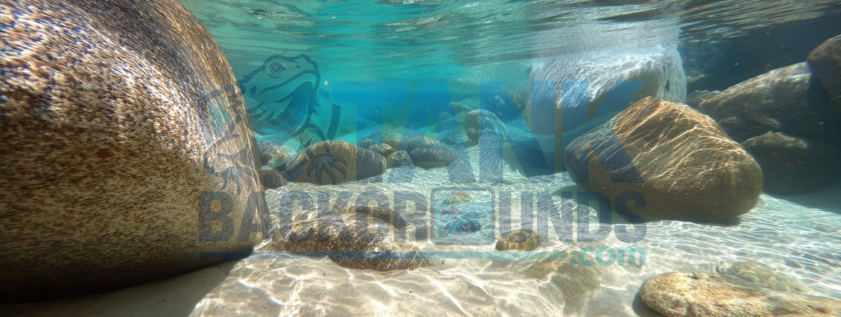 Sun Reflecting on Underwater Rocks aquarium background