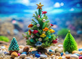 Underwater Christmas Tree with Fish aquarium background