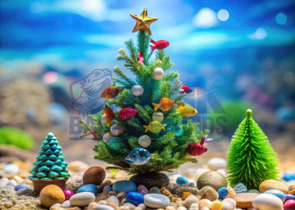 Underwater Christmas Tree with Fish aquarium background