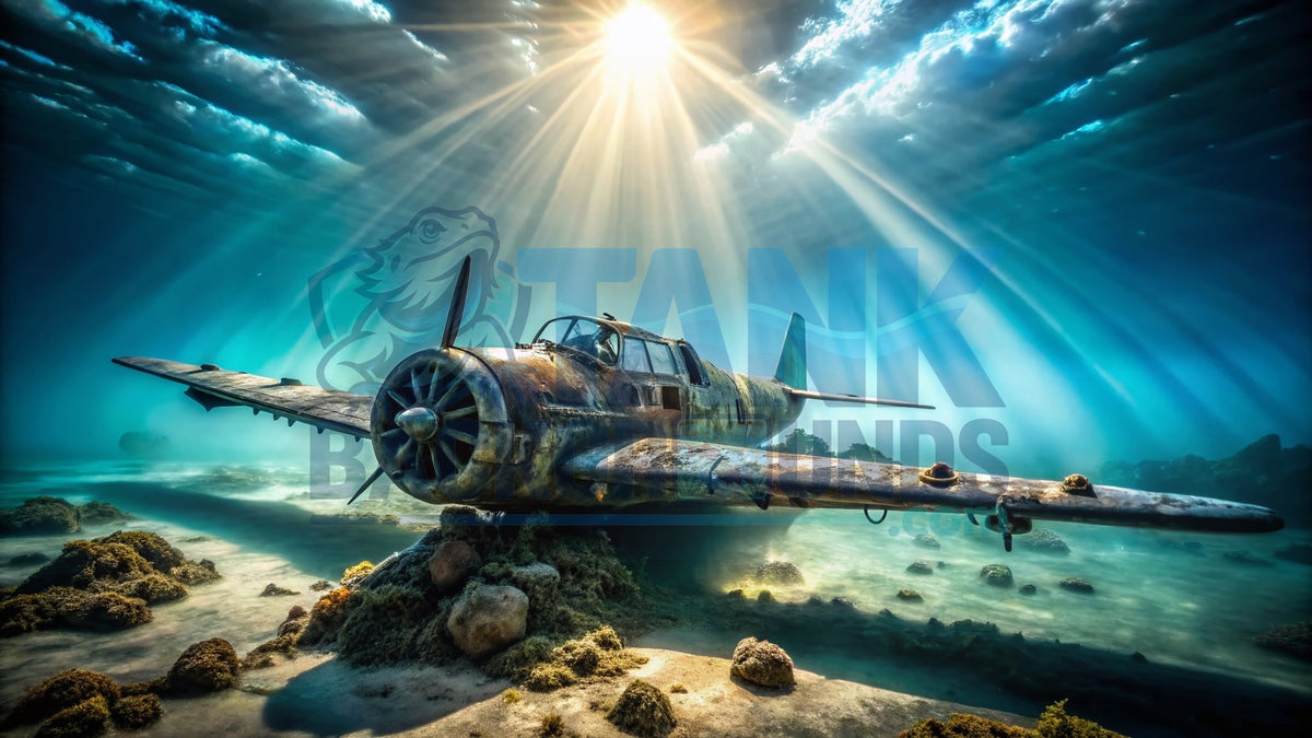 Underwater Plane Wreckage aquarium background