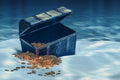 Underwater Treasure Chest on Sandy Bottom aquarium background