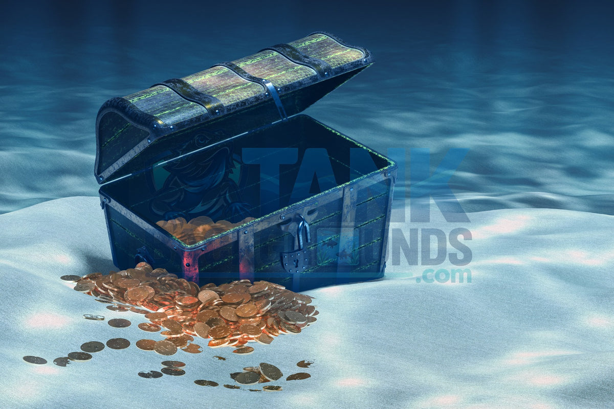 Underwater Treasure Chest on Sandy Bottom aquarium background